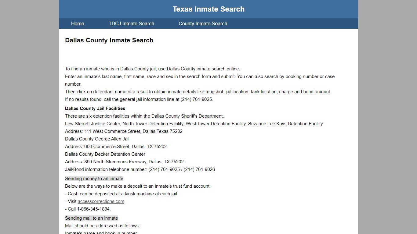 Dallas County Inmate Search